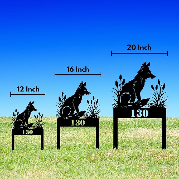 Whimsical Fox Metal Garden Stake Address Sign | Garden Decor | Animal Yard Art | Backyard Decor | Gift for Her | Nature Lover Gift | Address
