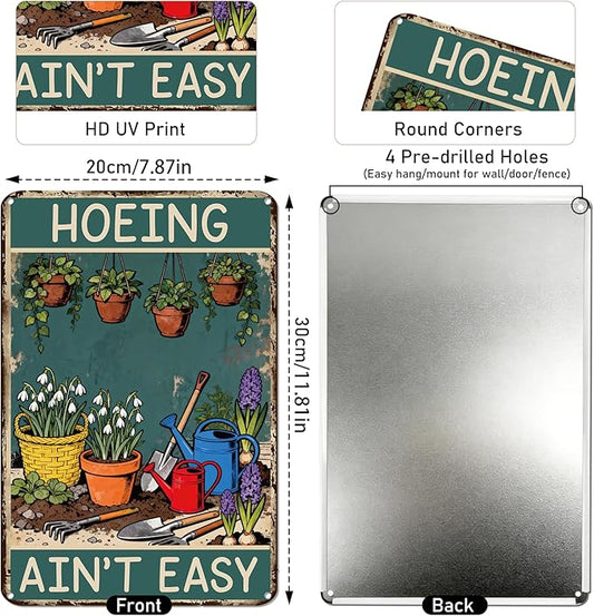 Rngmsi Vintage Garden Signs for Outside, Metal Funny Garden Signs Decorative Outdoor Yard Decorations, Gardening Gifts for Women Mothers Grandmas and Plant Lovers
