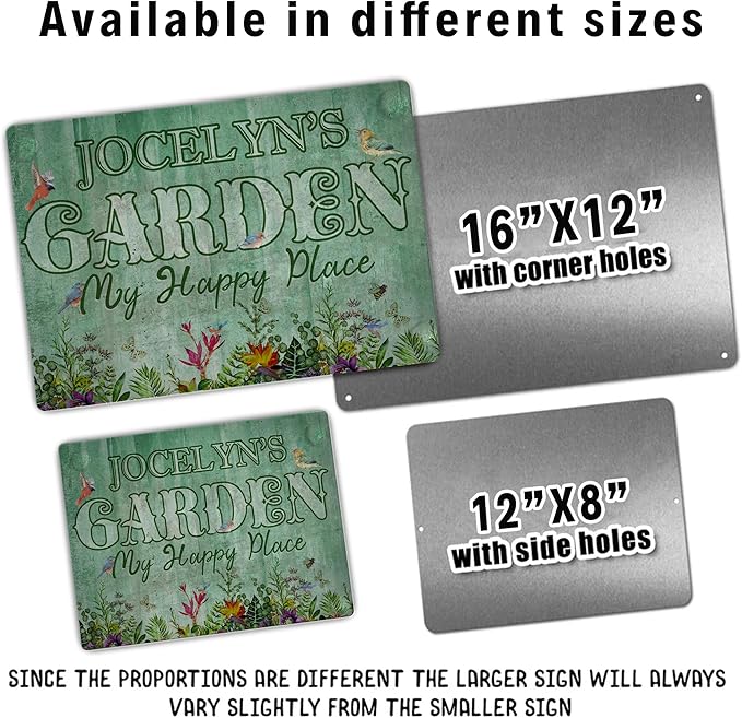 Custom Metal Signs with Name Made in USA Personalized Vintage Garden Sign Waterproof Vintage Decorative Metal Print for Wall Decor Customized Home Garden Ideas Gifts Artwork Prints for Yard Ourdoor