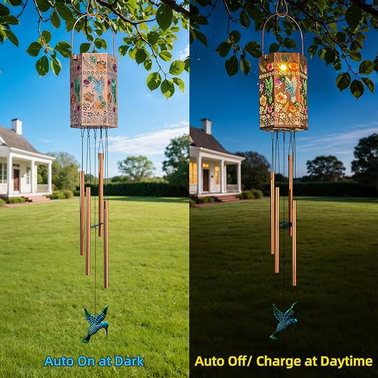 Gifts for Women - Metal Hummingbird Wind Chimes for Mom Grandma Wife, Patio, Garden, Porch, Outdoor Hanging Decor