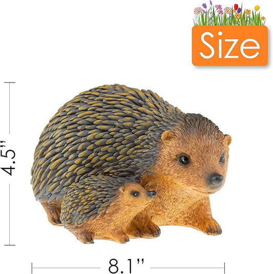 CLEVER GARDEN Cute Resin Garden Statue Decoration, Outdoor Lawn Yard Polyresin Animal Figurine Sculpture Ornament Décor, Hedgehog Family