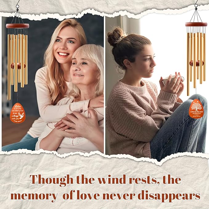 Wazzio Memorial Wind Chimes, 25" Sympathy Gifts for Loss of Loved One, Memorial Gifts for Loss of Mom Dad, Bereavement Gift Ideas for Garden Home Outdoors