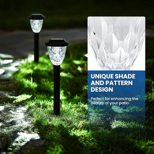 GIGALUMI 10 Pack Solar Lights Outdoor, Solar Pathway Lights with Great Pattern, Waterproof Auto On/Off Light for Outside Yard Garden Walkway Driveway Lawn Pathway
