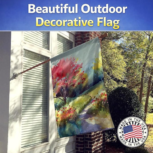 Caroline's Treasures North Carolina Dogwoods in Watercolor House Flag Large Porch Sleeve Pole Decorative Outside Yard Banner Artwork Wall Hanging, Polyester, House Size, Multicolor