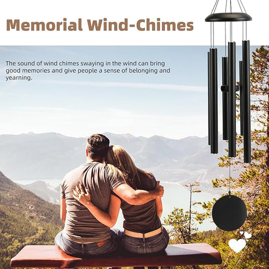 Wind-Chimes-Outdoor-Large-Decor, Deep Tone Soothing Melodic Tones Windchimes, Wind Chimes for Outside, Memorial Wind Chime Best Gift for Mom Women Grandma Neighbors(40" Black)