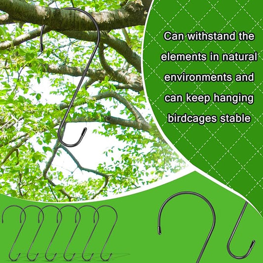 6 Pack 16 Inch Extra Large S Hooks for Hanging Plants, Rust-Proof Heavy Duty Tree Branch Hook Plant Hooks Outdoor for Hanging Bird Feeder,Patio,Indoor Uses