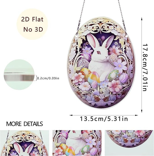 Easter Bunny Eggs Ornaments Colorful Window Hanging Decorations Home Wall Decor for Bedroom Patio Indoor Outdoor
