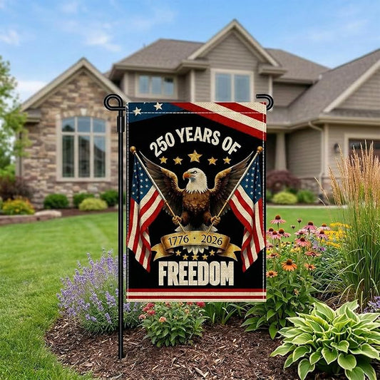 250 Years America Garden Flag, Double Sided 12x18 Patriotic Banner, Eagle Design, 1776-2026 US Semiquincentennial Yard Decor