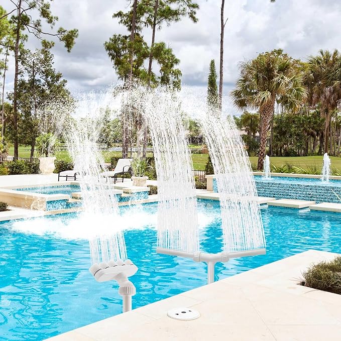 2-Pack Pool Fountain - Dual Spray + 5-Nozzle Water Fountains for Above and In-Ground Pools, 360° Adjustable Swimming Spa Accessories Decoration Summer Water Temperatures Cooling.