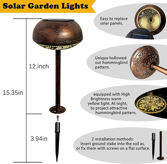 2 Pack Solar Pathway Lights Outdoor, LED Warm White Solar Garden Lights for Garden, Yard, Path, Lawn, Driveway Walkway Decor & Landscape Lighting