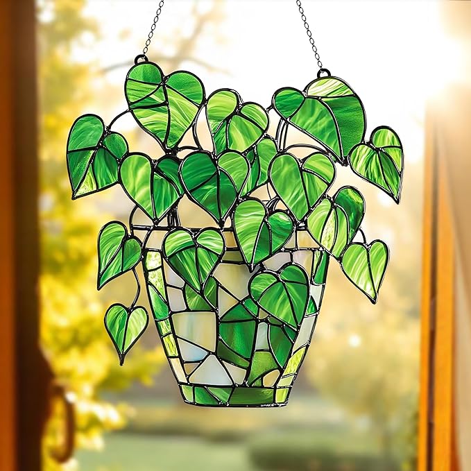 Monstera Leaves Acrylic Suncatcher Window Hanging Plant Mom Gift Garden Decor Plant Lover Gardener Gift