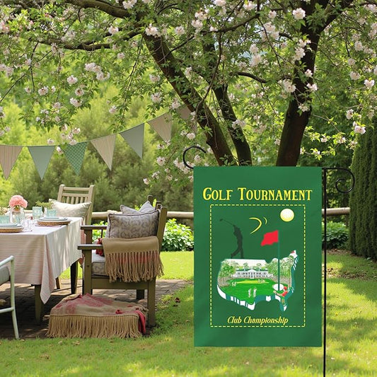 Golf Tournament Garden Flag Club Championship Outdoor Yard Golf Lover Sports Flag Golf Course Putting Green Golfer Theme Front House Banner Lawn Porch Patio Man Cave Home Decor 12x18 Inch