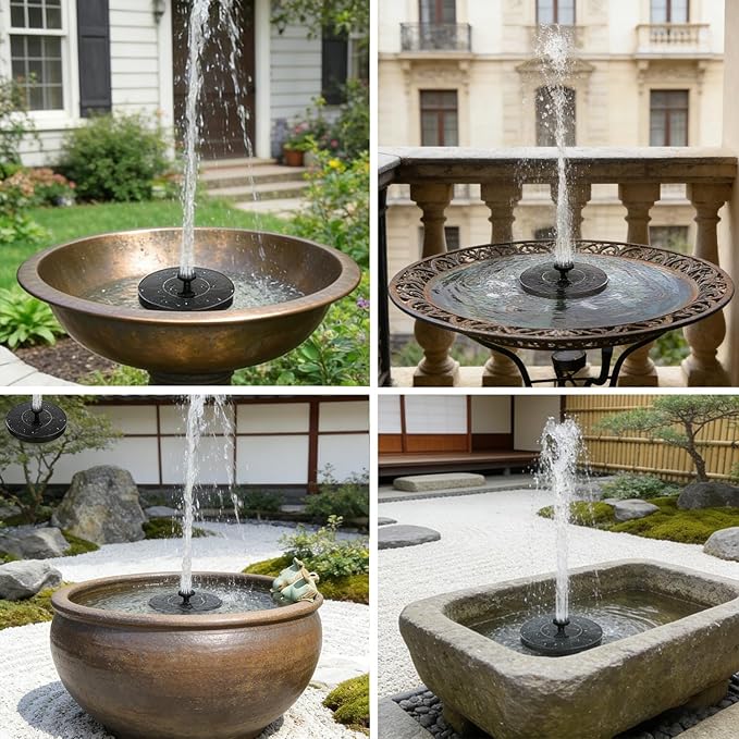 Solar Bird Bath Fountain, Free Standing Floating Solar Powered Water Fountain Pump for Bird Bath, Garden, Pond, Pool, Outdoor
