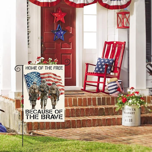 AVOIN colorlife Memorial Day Patriotic Garden Flag 12x18 Inch Double Sided Outside, USA Military Soldiers Veteran 4th of July Yard Outdoor Decoration