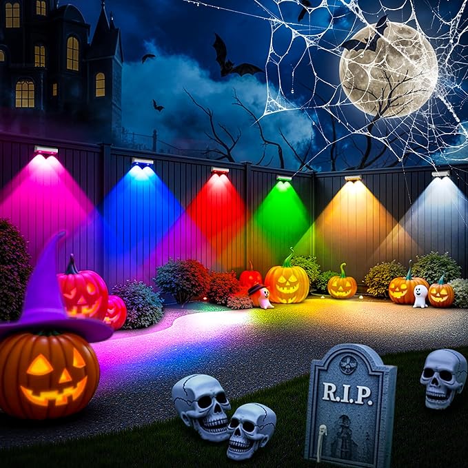SOLPEX Solar Fence Lights Outdoor, 9 Fixed Colors & Color Changing Fence Solar Lights Outdoor Waterproof IP65, LED Deck Lighting for Backyard Wall Step Patio Railing Pool Porch (16 Pack)