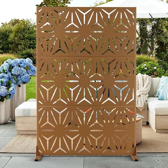 72" Hร47" W Metal Privacy Screen Outdoor Privacy Screen Freestanding, Outdoor Privacy Screens and Panels for Patio Lawn Deck(Consists of 3 Panels)