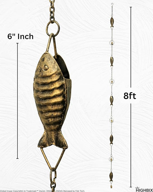 HIGHBIX Rain Chain 8ft Handmade Garden Display Hanging Replacement for Gutter Downspouts Black Powder Coated (Theme 4)
