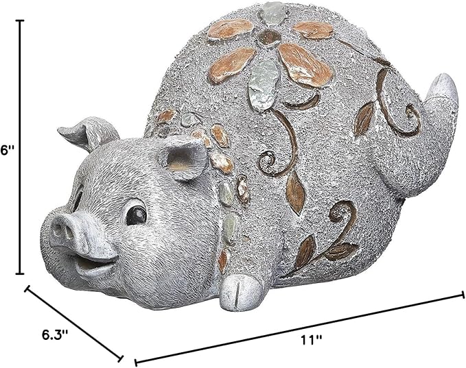 Roman Garden - Pebble Pig Statue, 6H, Garden Collection, Resin and Stone, Decorative, Garden Gift, Home Outdoor Decor, Durable, Long Lasting