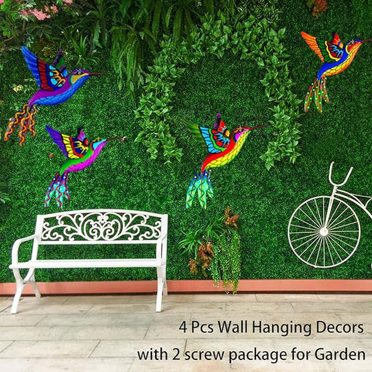 Metal Hummingbird Wall Decor, Colorful Outdoor & Indoor Humming Bird yard wall art Decoration. Ideal for Patio, Fence, Garden, Living Room & Balcony Decor- Hanging Ornaments to Elevate Your Space