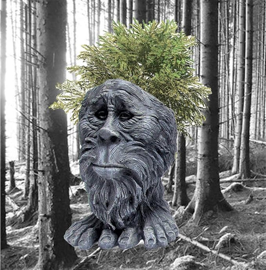 SUNGUARD 13 in. Sasquash Bigfoot Yeti Muggly Face Statue Planter Hold 5" Pot in Stone Wash