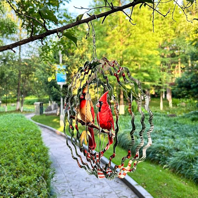 Christmas Wind Spinner Outdoor Garden Decor Hanging Ornament Worth Gift for Holiday Decoration Yard Patio Farm-Birds