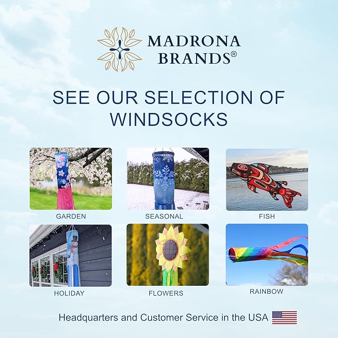 Madrona Brands Fall Leaves Windsock | Durable Outdoor Hanging Wind Decoration | Patio, Porch, Yard | 48 Inch