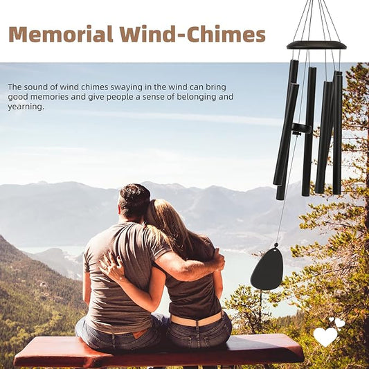 FSVGYY Wind-Chimes-Outdoor-Large-Decor, Deep Tone Soothing Melodic Tones Windchimes, Wind Chimes for Outside, Memorial Wind Chime Best Gift for Mom Women Grandma Neighbors(32" Black)
