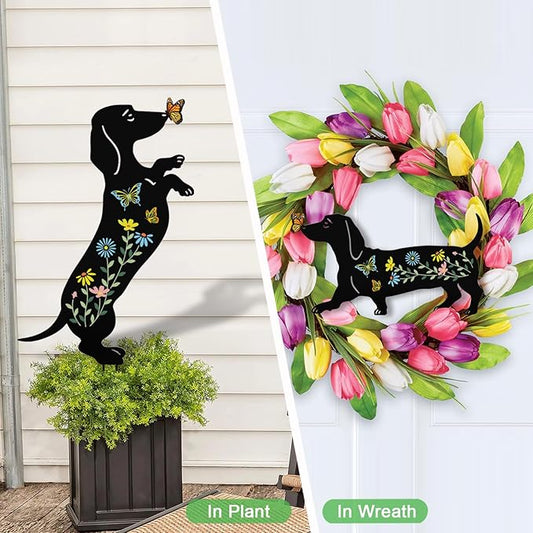 Dachshund Gifts for Women,2 Pack Dog Outdoor Decor Garden Stakes,Decorative Yard Art for Outside,Lawn,Pathway,Metal Garden Statues
