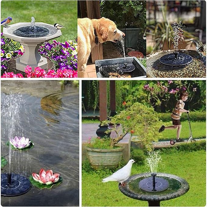 Solar Bird Bath Fountains Pump, 1W/1.4W Solar Powered Fountain Glass Panel with Fixed Rods, Standing Floating Water Fountain Pump for Bird Bath, Garden, Pond, Pool, Outdoor