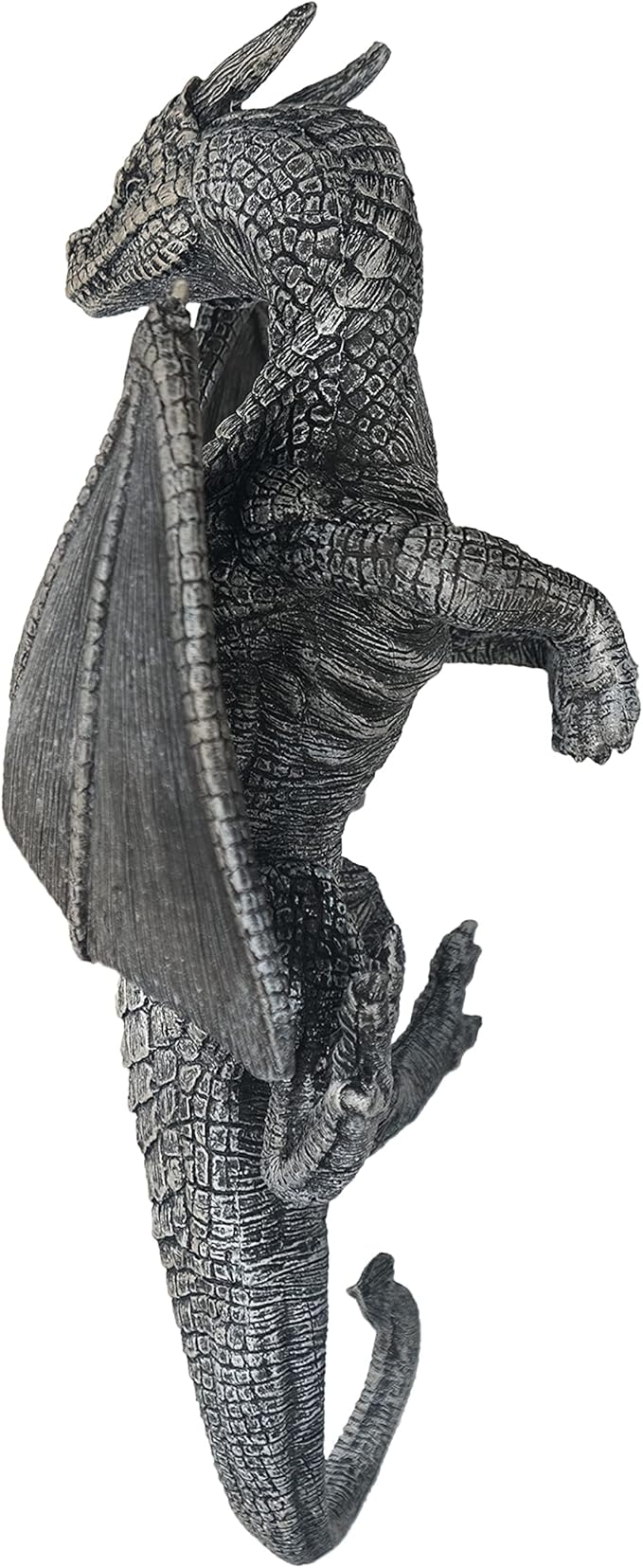 Dragon Winged Gargoyle Fence Hanger Outdoor Wall Decor- Detailed Fence Topper Hanging Statue- Gothic Climbing Grotesque Dragon for Garden, Patio, Porch (14 Inch)