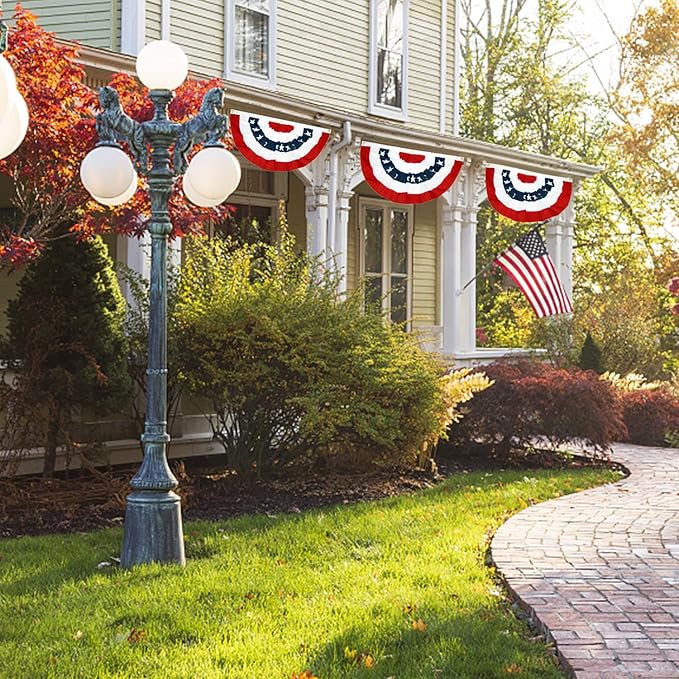 6PCS USA Patriotic Pleated Fan Flags - 3 x1.5 Ft American US Flag Buntings Banner Patriotic Bunting Flag Stars and Stripes Flag Bunting for Memorial Day The 4th of July and Labour Day (18INx35IN)
