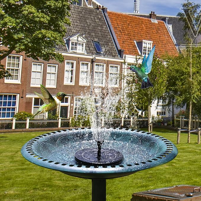 Upgraded Solar Bird Bath Fountains with 6 Nozzles, Free Standing Floating Solar Powered Water Fountain Pump for Bird Bath, Garden, Pond, Pool and Outdoor