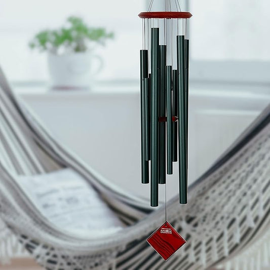 Woodstock Wind Chimes of the Eclipse Chimes for Outside 40" Green Large Deep Tone Wind Chime Decor for Outdoor Garden, Patio, Porch, Encore Collection