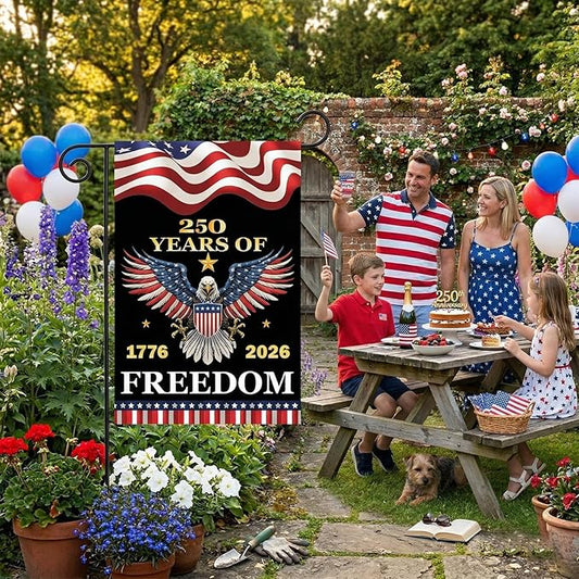 TOPFLAGS 250 Anniversary USA Flag Garden Flags 1776-2026 Double Side 12x18 Inch Eagle for Outside American Patriotic Banner with Freedom
