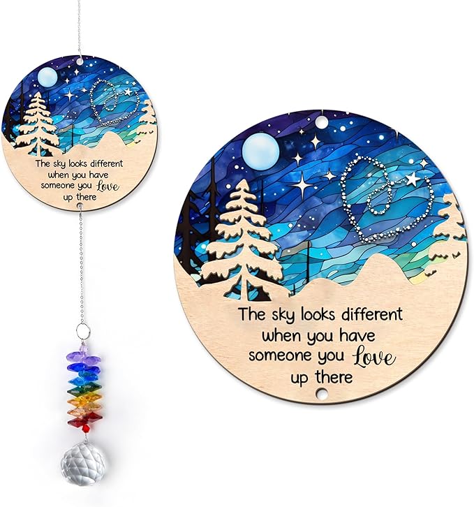 2 Layered Ornament Suncatcher - Sympathy Gift for Loss of Loved One - Memorial Grief Keepsake - Mother's Day Father's Day for Men Women Family Friends - Meaningful Home Decor