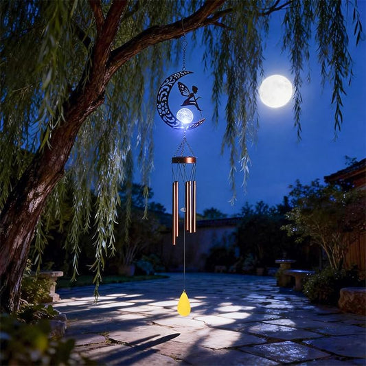 Taman Wind Chime - 43.5" Fairy Solar Wind Chimes Valentine's Day Gift for Outside Crackle Glass Ball Decorative Memorial Gift, Aluminum Tubes for Home, Outdoor, Yard, Patio,Garden Decor