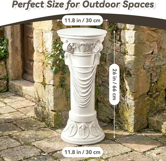 Outdoor Roman Column, MgO Stone-Look Garden Pedestal, Weather-Resistant Decorative Pillar for Porch, Patio, Yard, Wedding and Event Decor