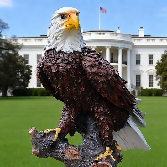 Garden Sculpture & Statue Flight of Freedom American Bald Eagle Hanging Bird Decor - Hand-Painted Majestic America Indoor/Outdoor USA Decor for Patio, Office
