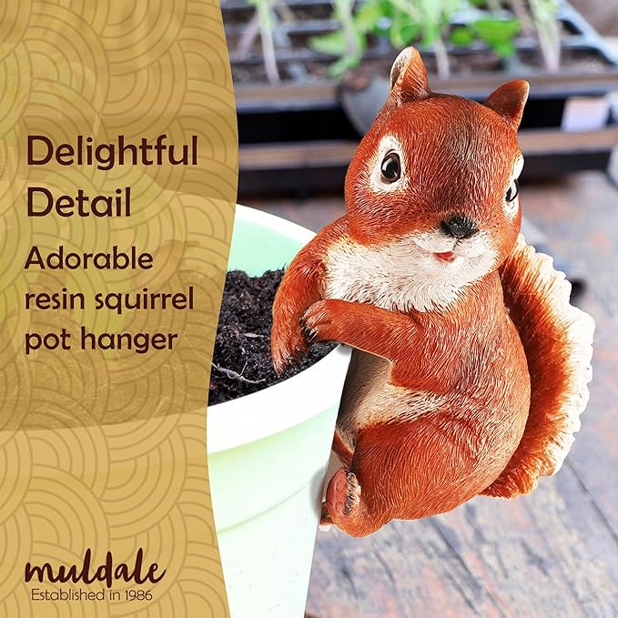 Wrenbury Outdoor Red Squirrel Ornament for Yard and Garden โ Sammy The Squirrel Statue for Garden - Decoration Figurine with Lifelike Detail โ 6โ Weatherproof