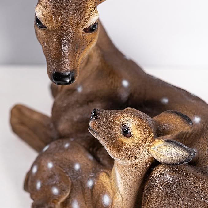 14.9 Inch Mother & Fawn Deer Statue Decoy, Outdoor Garden Lawn Ornament for Yard Patio Christmas Decor, for Female Garden Enthusiasts