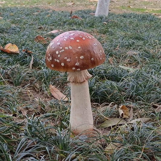 Mushroom Decor Outdoor Garden Statue - Garden Gnome's Favorite Garden Decoration Patio Decor (11.8", Brown)