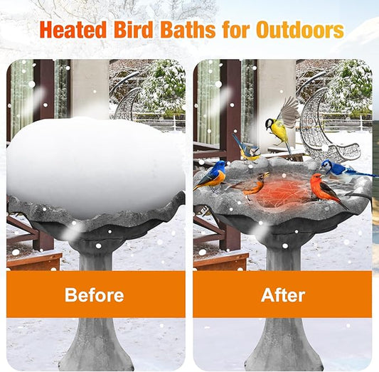 Bird Bath Heaters for Outdoors in Winter, 60W Chicken Water Heater Small Pond Heater De-Icer with Thermostatically Controlled, Pond Warmer for Fish Ponds, Suitable for Birds Chicken Duck Drinking
