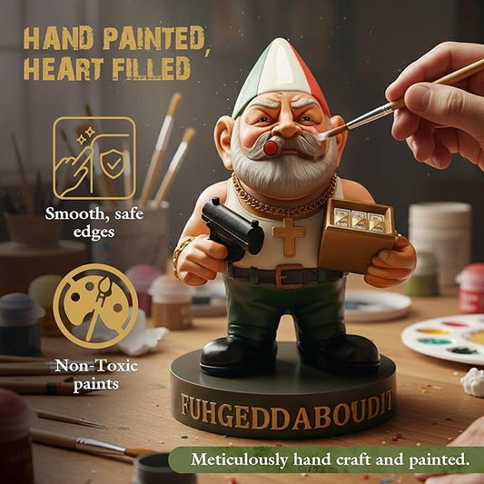 Vito CorleGnome' - 11’’ Funny Gnome Decorations/Ornaments/Figurines for Home/Yard/Patio/Garden/Indoor Statues - Italian Decor Housewarming/Birthday for Any Space/Occassion - NON SOLAR