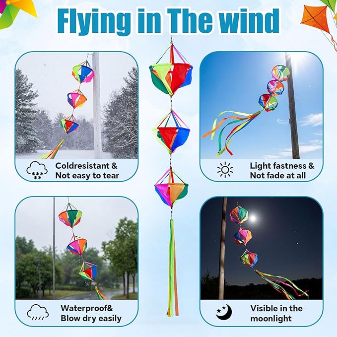 Newwiee Wind Socks for Outside 60 Inches Windsocks Wind Twister Spinners for Home Wall Tree Front Patio Lawn Garden Yard Hanging Decoration(1 Pcs)