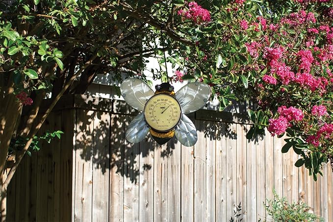 Poolmaster 54579 Bumble Bee Wall Décor and Thermometer for Home or Garden, Yellow