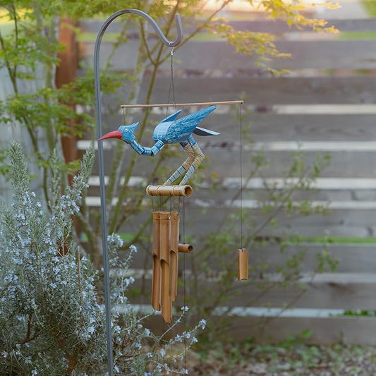Cohasset Gifts Bamboo Wind Chimes | Natural Soothing Melodic Tones | Wood Outdoor Home Decor for Patio or Garden | Thoughtful Gift or Hang on Your Own Deck| #147B “Happy” Bobbing Head Bird Wind Chime