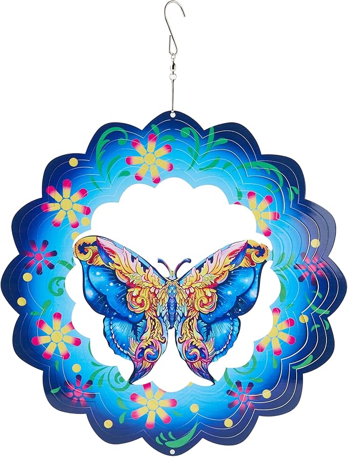 Butterfly Wind Spinners Outdoor Decorations-3D Stainless Steel Metal Butterflies Wind Spinners,12 inch Butterfly Gifts for Women, Sculpture for Yard Decorations Outdoor