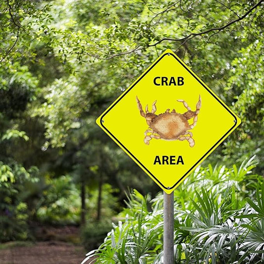 Crab Crossing Sign Caution CrabXing Sign Street Sign Wildlife Novelty Road Fence Wall Decor Warning Metal Tin Sign For Indoor Outdoor Highway10x10in