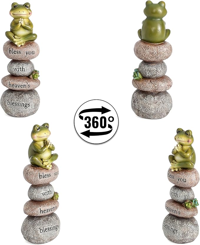 Garden Yoga Frog Statue Decor Meditation Zen Yoga Frog Figurines for Home and Garden Decoration, Gifts for Women Patio Yard Lawn Outdoor Sculptures, Bless You