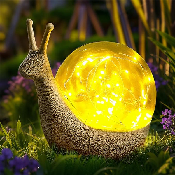 Solar Snail Garden Statues Light Outdoor Decor,9.84"×7.87" Resin Figurines with LED Globe Lamp Art Decorations for Outside Yard Lawn Patio Porch Balcony,Unique Gifts for Women Mom Grandma